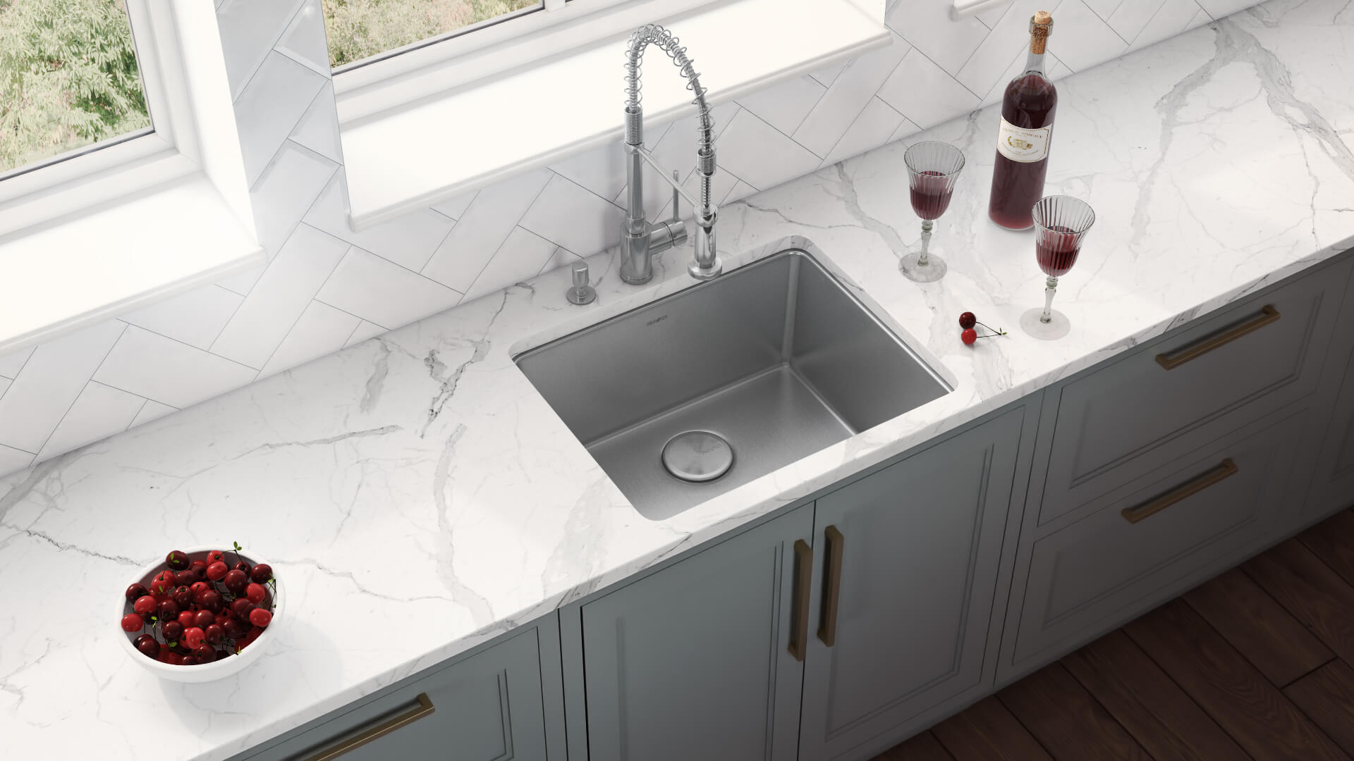 Alternative View of Ruvati Modena 23" Undermount Stainless Steel Kitchen Sink, 16 Gauge, RVM5908