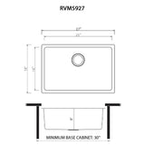 Ruvati Modena 27-inch Undermount Kitchen Sink 16 Gauge Stainless Steel Single Bowl, 16, RVM5927