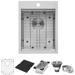 Alternate Image for Ruvati 15 x 20 inch Marine Grade T-316 Workstation Topmount RV Boat Outdoor Sink Stainless Steel, RVQ5210