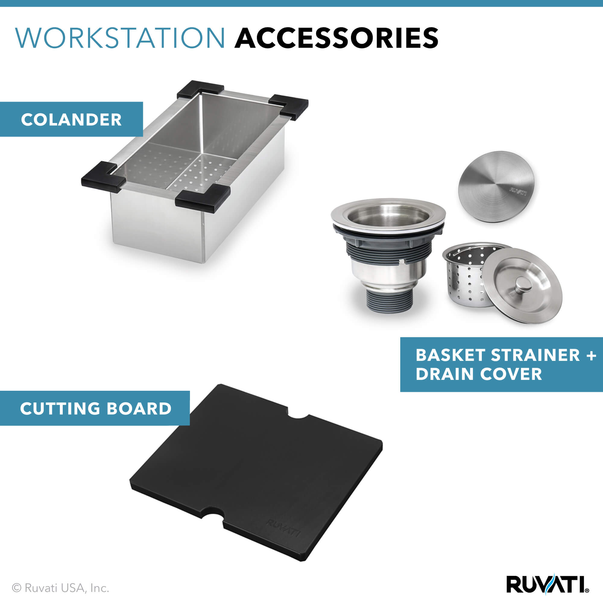 Alternative View of Ruvati 21 x 20 inch Outdoor Workstation Sink T-316 Marine Grade Topmount Stainless Steel BBQ, RVQ5221