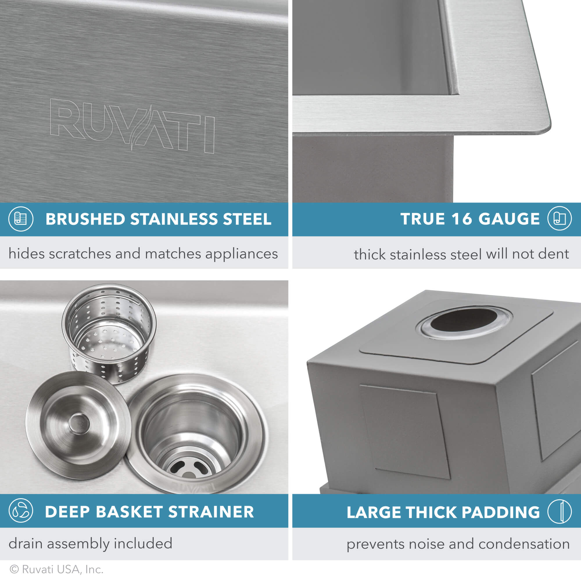 Alternative View of Ruvati 21 x 20 inch Outdoor Workstation Sink T-316 Marine Grade Topmount Stainless Steel BBQ, RVQ5221