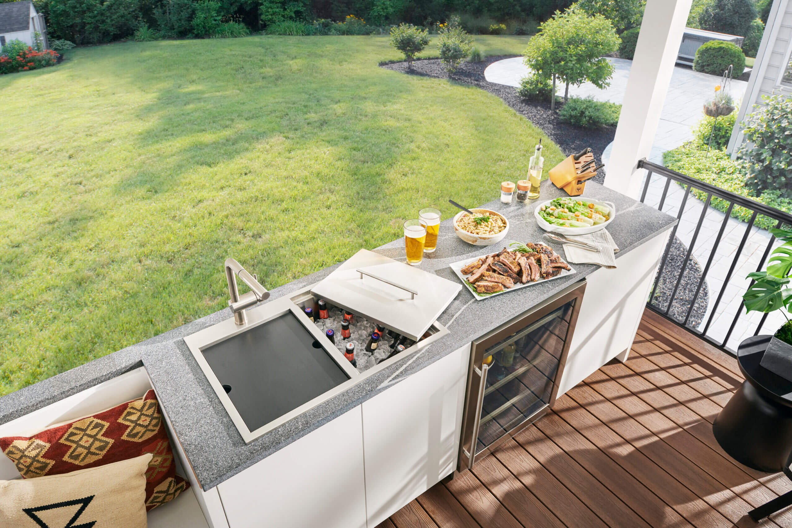 Alternative View of Ruvati Insulated Ice Chest and Outdoor Sink 29 x 20 inch BBQ Workstation Topmount T-316 Stainless Steel, RVQ6290