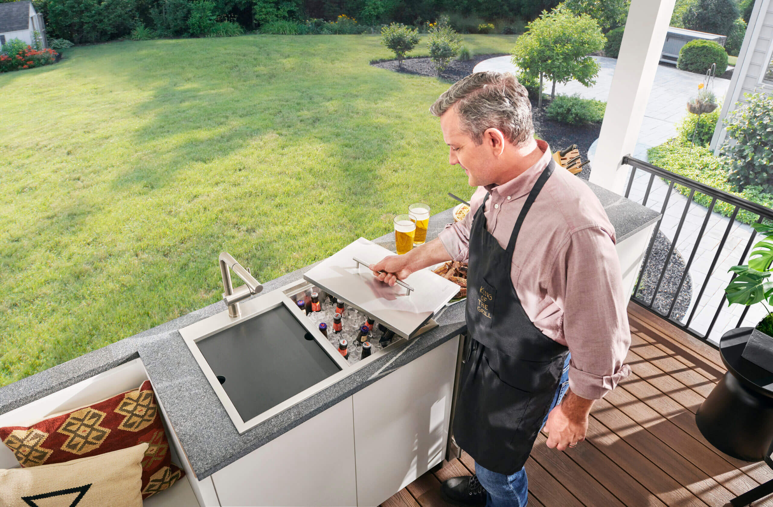 Alternative View of Ruvati Insulated Ice Chest and Outdoor Sink 29 x 20 inch BBQ Workstation Topmount T-316 Stainless Steel, RVQ6290