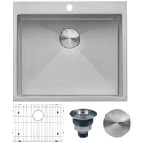 Alternative View of Ruvati Topmount Laundry Utility Sink 25 x 22 x 12 inch Rounded Corners Deep 16 Gauge Stainless Steel, RVU6015