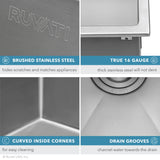 Alternative View of Ruvati Topmount Laundry Utility Sink 25 x 22 x 12 inch Rounded Corners Deep 16 Gauge Stainless Steel, RVU6015