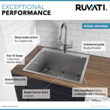 Alternative View of Ruvati Topmount Laundry 22" x 22" x 12" Deep Utility Sink 16 Gauge Stainless Steel, RVU6022