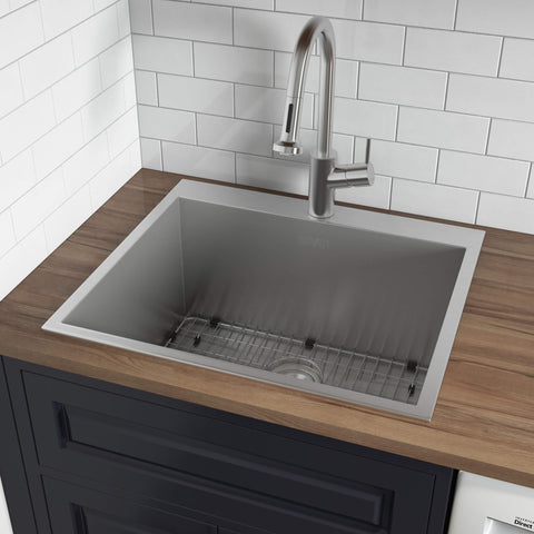 Main Image of Ruvati Topmount Laundry 22" x 22" x 12" Deep Utility Sink 16 Gauge Stainless Steel, RVU6022