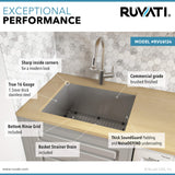Alternative View of Ruvati 24" x 18" x 13" Deep Laundry Utility Sink Undermount 16 Gauge Stainless Steel, RVU6124