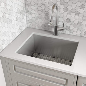 Alternate Image for Ruvati 23" x 18" x 12" Deep Laundry Utility Sink Rounded Corners Undermount 16 Gauge Stainless Steel, RVU6125