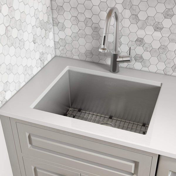 Main Image of Ruvati 23" x 18" x 12" Deep Laundry Utility Sink Rounded Corners Undermount 16 Gauge Stainless Steel, RVU6125