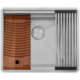 Ruvati Alto 23 x 19 x 12 inch Deep Laundry Workstation Sink with Washboard Undermount Stainless Steel, 16, RVU6525
