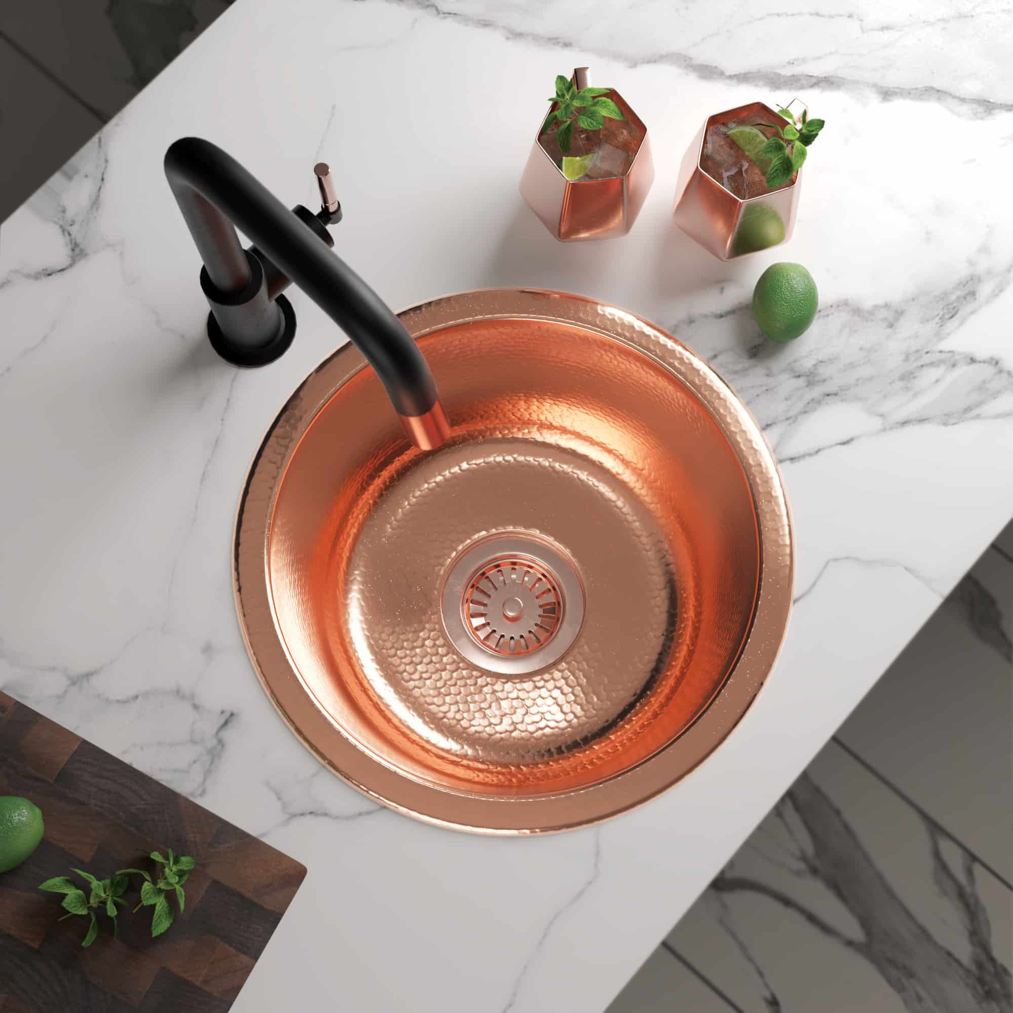 Native Trails Redondo Chico 15" Copper Bar/Prep Sink, Polished Copper, 16 Gauge, CPS460