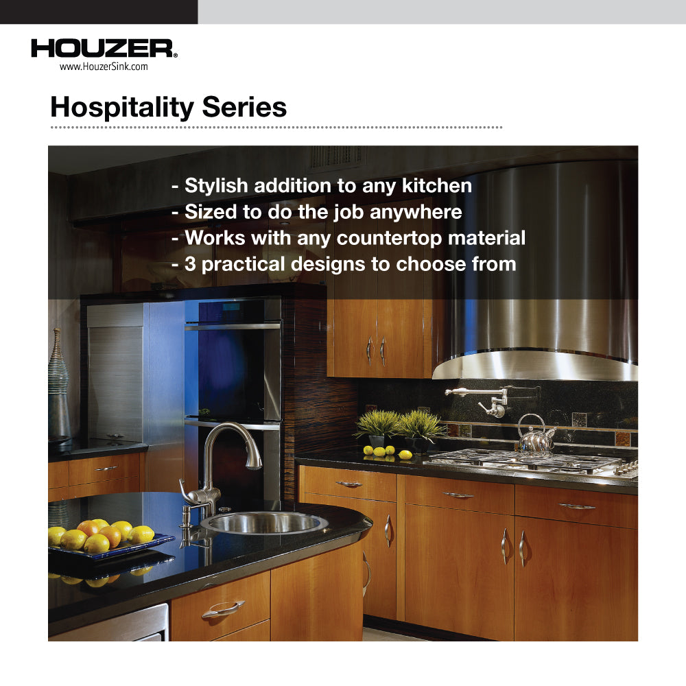 Houzer 18" Stainless Steel Topmount Round Single Bowl Bar Sink, SCF-1830-1