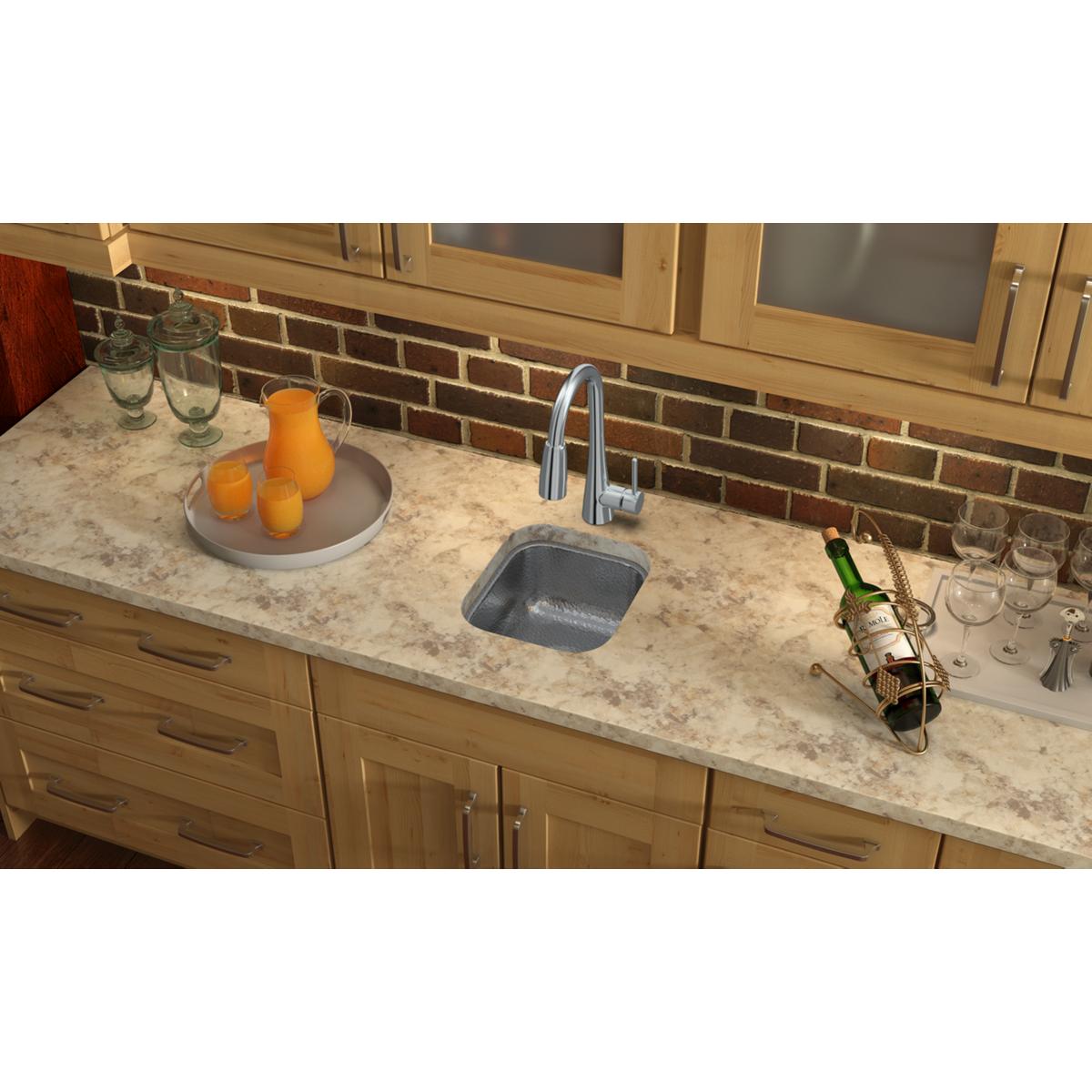 Elkay 12" Rectangular Stainless Steel Bar/Prep Sink, Hammered Mirror, 18 Gauge, SCUH1012SH