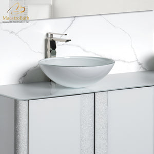 Alternate Image for MaestroBath 17" Verona Round Crystal ADA Bathroom Sink, White, Tempered glass, SIN-VER-WHT