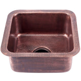 Nantucket Sinks Brightwork Home 17" Square Copper Bar/Prep Sink with Accessories, 16 Gauge, SQRC-7PS