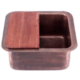 Nantucket Sinks Brightwork Home 17" Square Copper Bar/Prep Sink with Accessories, 16 Gauge, SQRC-7PS