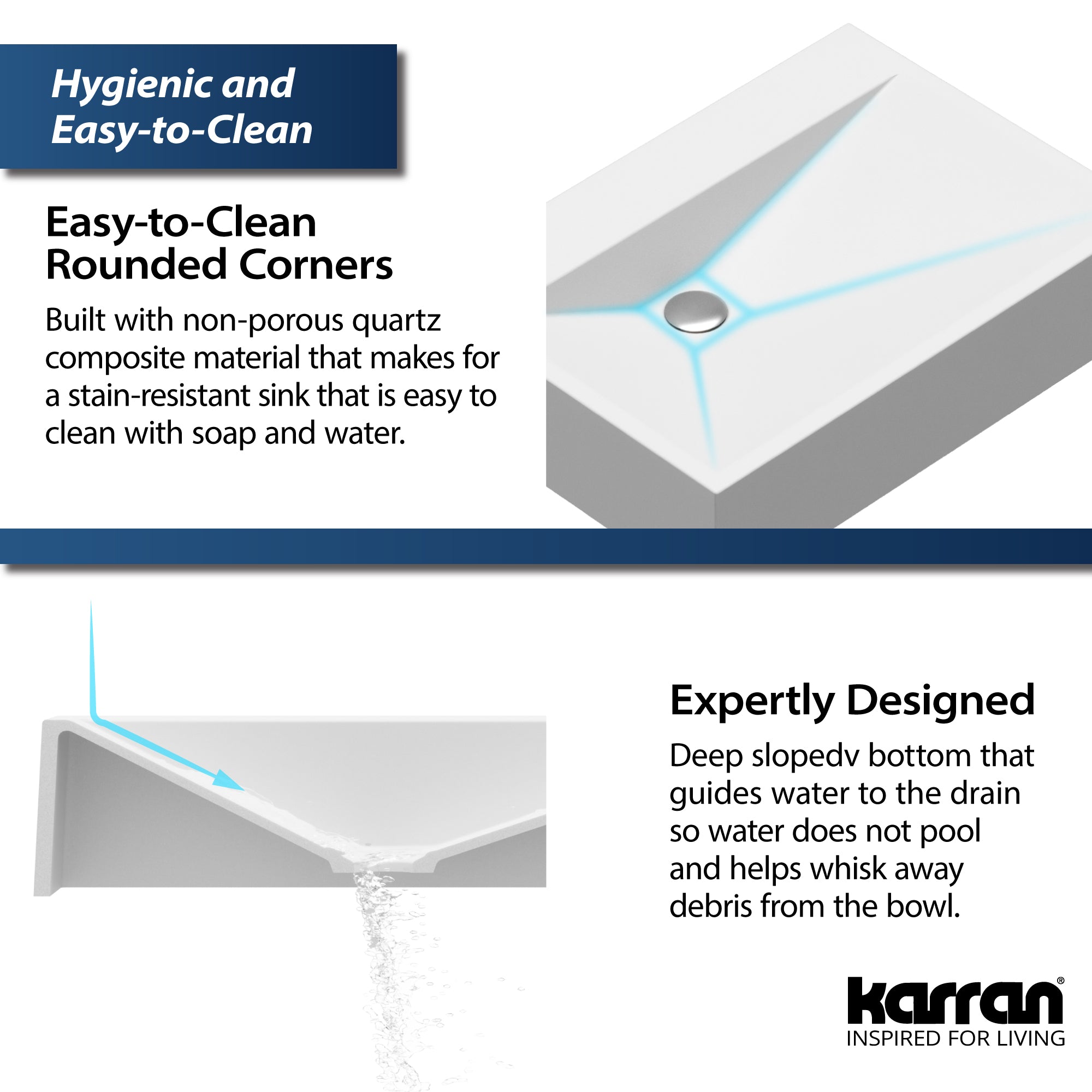 Karran Sternhagen Envy 24.25" x 17.5" Rectangular Vessel Quartz Composite ADA Bathroom Sink, Grey, SQS100GR