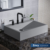 Karran Sternhagen Envy 24.25" x 17.5" Rectangular Vessel Quartz Composite ADA Bathroom Sink, Grey, SQS100GR