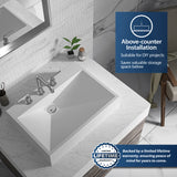 Karran Sternhagen Envy 24.25" x 17.5" Rectangular Vessel Quartz Composite ADA Bathroom Sink, White, SQS100WH