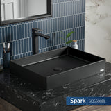 Karran Sternhagen 17.75" x 23.625" Rectangular Vessel Quartz Composite ADA Bathroom Sink, Black, SQS500BL