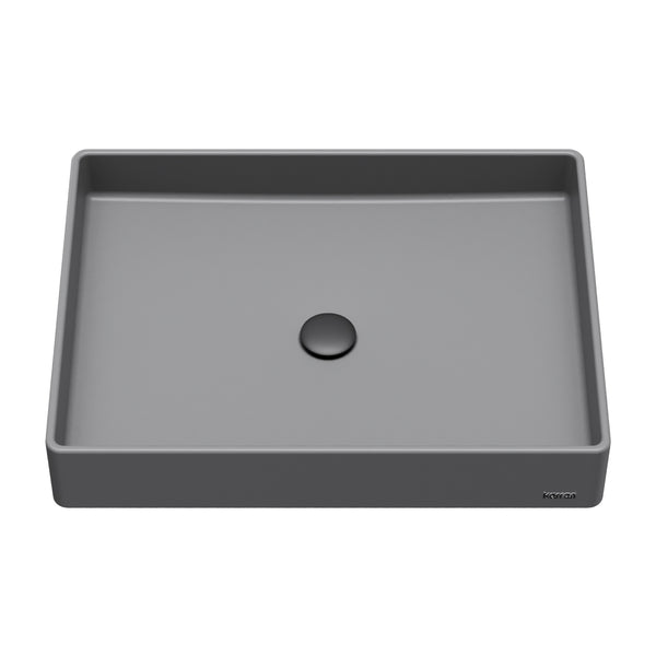 Karran Sternhagen 17.75" x 23.625" Rectangular Vessel Quartz Composite ADA Bathroom Sink, Grey, SQS500GR