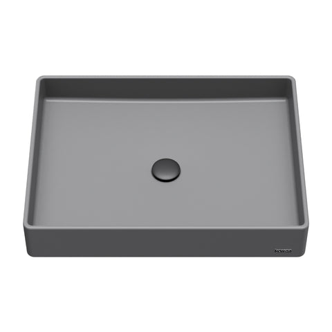 Karran Sternhagen 17.75" x 23.625" Rectangular Vessel Quartz Composite ADA Bathroom Sink, Grey, SQS500GR