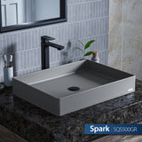 Karran Sternhagen 17.75" x 23.625" Rectangular Vessel Quartz Composite ADA Bathroom Sink, Grey, SQS500GR