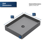 Karran Sternhagen 17.75" x 23.625" Rectangular Vessel Quartz Composite ADA Bathroom Sink, Grey, SQS500GR