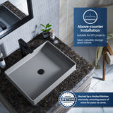 Karran Sternhagen 17.75" x 23.625" Rectangular Vessel Quartz Composite ADA Bathroom Sink, Grey, SQS500GR