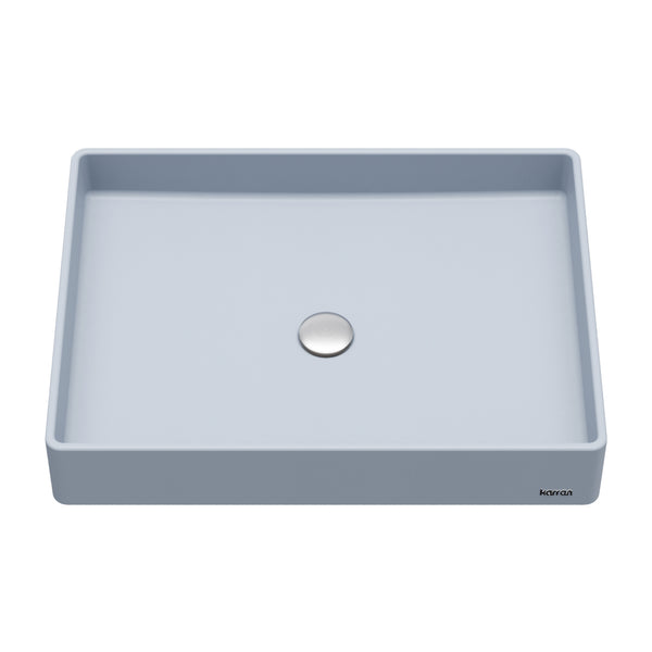 Karran Sternhagen 17.75" x 23.625" Rectangular Vessel Quartz Composite ADA Bathroom Sink, Ice Blue, SQS500IB