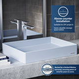 Karran Sternhagen 17.75" x 23.625" Rectangular Vessel Quartz Composite ADA Bathroom Sink, Ice Blue, SQS500IB