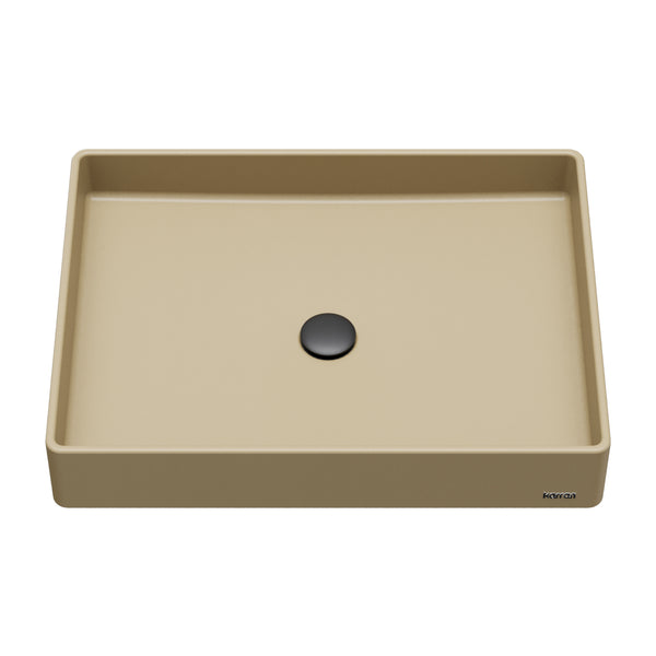 Karran Sternhagen 17.75" x 23.625" Rectangular Vessel Quartz Composite ADA Bathroom Sink, Pale Gold, SQS500PG