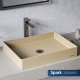 Karran Sternhagen 17.75" x 23.625" Rectangular Vessel Quartz Composite ADA Bathroom Sink, Pale Gold, SQS500PG