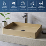 Karran Sternhagen 17.75" x 23.625" Rectangular Vessel Quartz Composite ADA Bathroom Sink, Pale Gold, SQS500PG