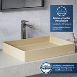 Karran Sternhagen 17.75" x 23.625" Rectangular Vessel Quartz Composite ADA Bathroom Sink, Pale Gold, SQS500PG