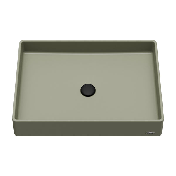 Karran Sternhagen 17.75" x 23.625" Rectangular Vessel Quartz Composite ADA Bathroom Sink, Sage Green, SQS500SG