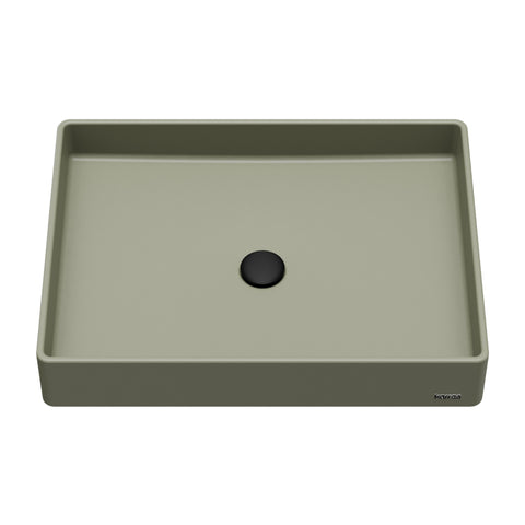 Karran Sternhagen 17.75" x 23.625" Rectangular Vessel Quartz Composite ADA Bathroom Sink, Sage Green, SQS500SG