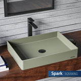 Karran Sternhagen 17.75" x 23.625" Rectangular Vessel Quartz Composite ADA Bathroom Sink, Sage Green, SQS500SG