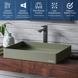 Karran Sternhagen 17.75" x 23.625" Rectangular Vessel Quartz Composite ADA Bathroom Sink, Sage Green, SQS500SG