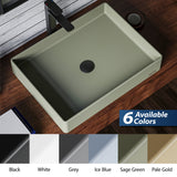 Karran Sternhagen 17.75" x 23.625" Rectangular Vessel Quartz Composite ADA Bathroom Sink, Sage Green, SQS500SG