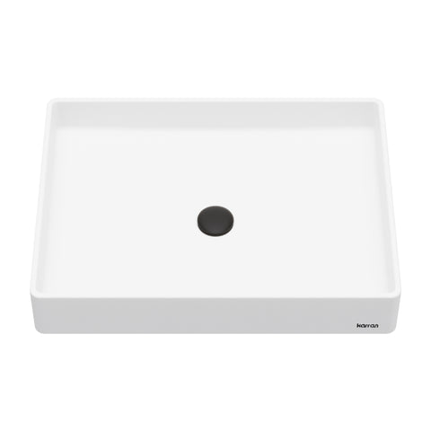 Karran Sternhagen 17.75" x 23.625" Rectangular Vessel Quartz Composite ADA Bathroom Sink, White, SQS500WH