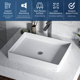 Karran Sternhagen 17.75" x 23.625" Rectangular Vessel Quartz Composite ADA Bathroom Sink, White, SQS500WH