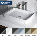 Karran Sternhagen 17.75" x 23.625" Rectangular Vessel Quartz Composite ADA Bathroom Sink, White, SQS500WH