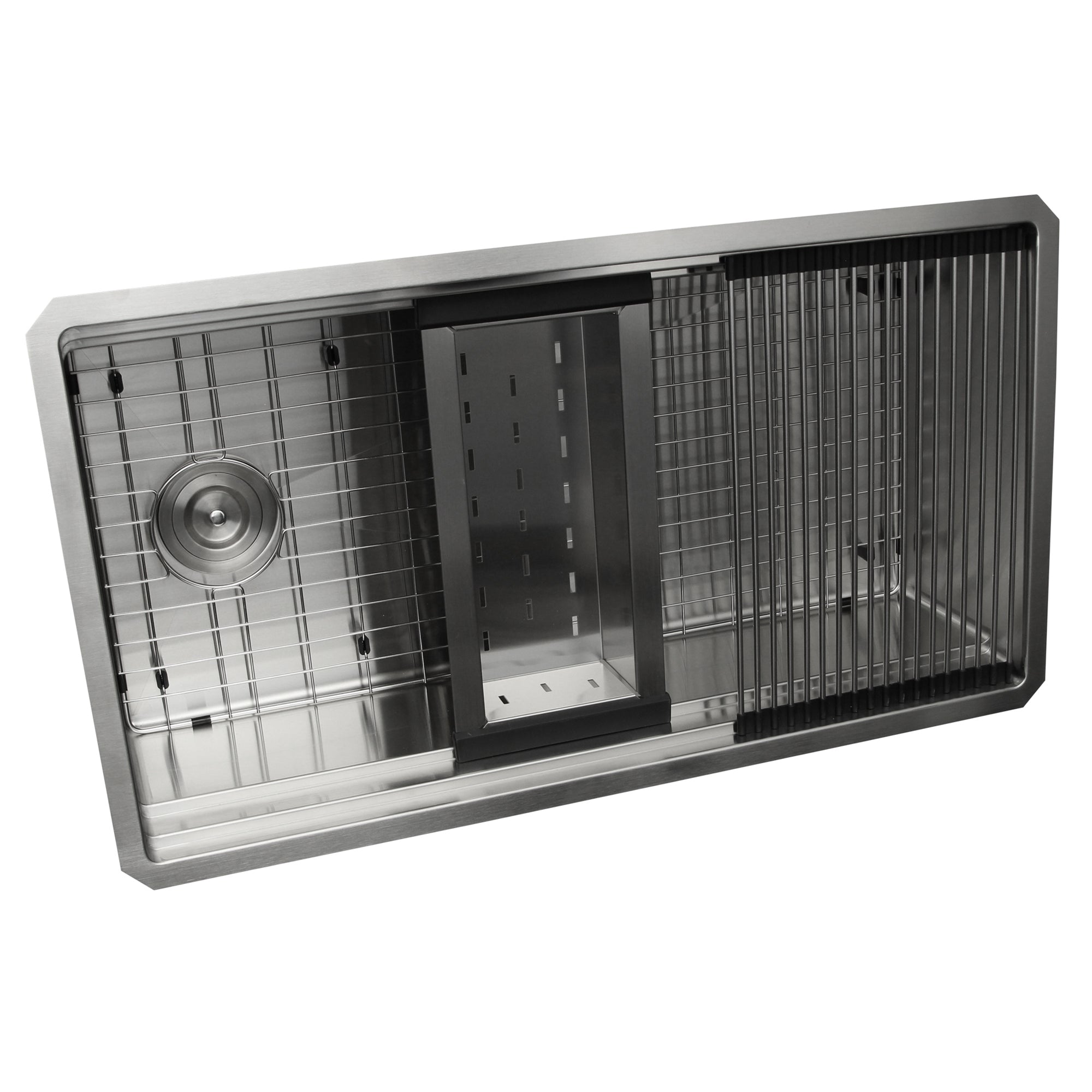 Nantucket Sinks Pro Series 32" Undermount 304 Stainless Steel Kitchen Sink with Accessories, 16 Gauge, SR-PS-3220-OSD