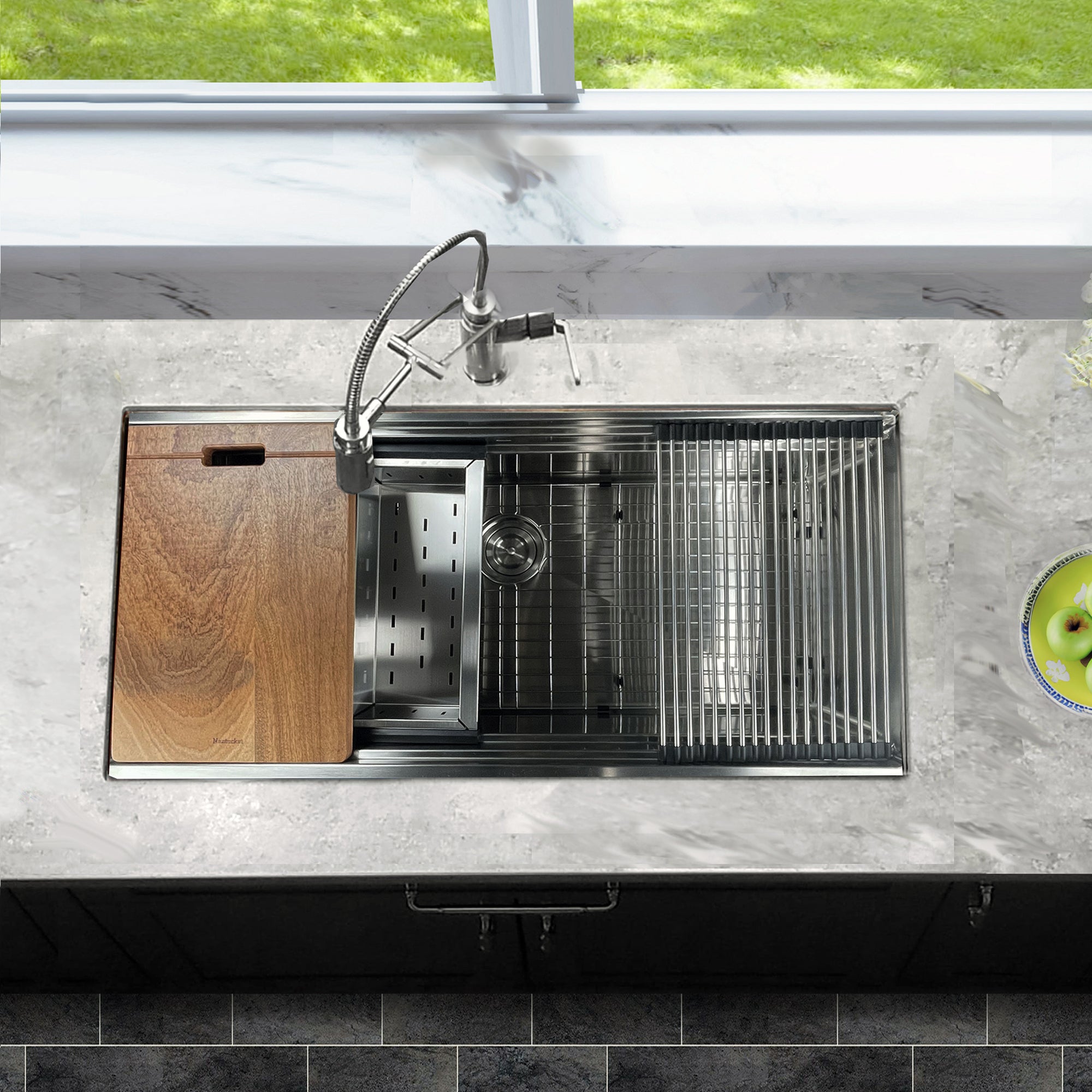 Nantucket Sinks Pro Series 42" Undermount 304 Stainless Steel Kitchen Sink with Accessories, 16 Gauge, SR-PS-4220-16