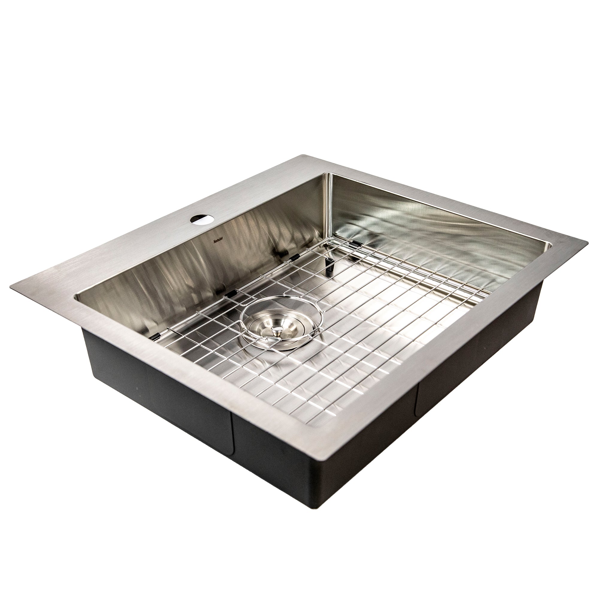 Nantucket Sinks Pro Series 25" Drop In/Topmount 304 Stainless Steel Kitchen Sink with Accessories, 16 Gauge, SR2522-5.5-16