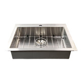 Nantucket Sinks Pro Series 25" Drop In/Topmount 304 Stainless Steel Kitchen Sink with Accessories, 16 Gauge, SR2522-5.5-16