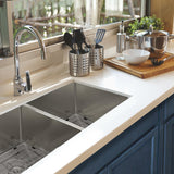 Nantucket Sinks Pro Series 32" Undermount 304 Stainless Steel Kitchen Sink with Accessories, 50/50 Double Bowl, Silver, 16 Gauge, SR3219-DE-16