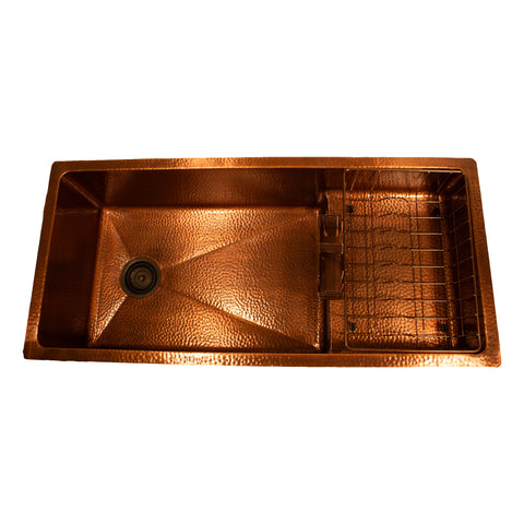 Nantucket Sinks x Studio Dearborn Brightwork 39" Undermount Copper Kitchen Sink with Accessories, 16 Gauge, STEPPE3918-HC